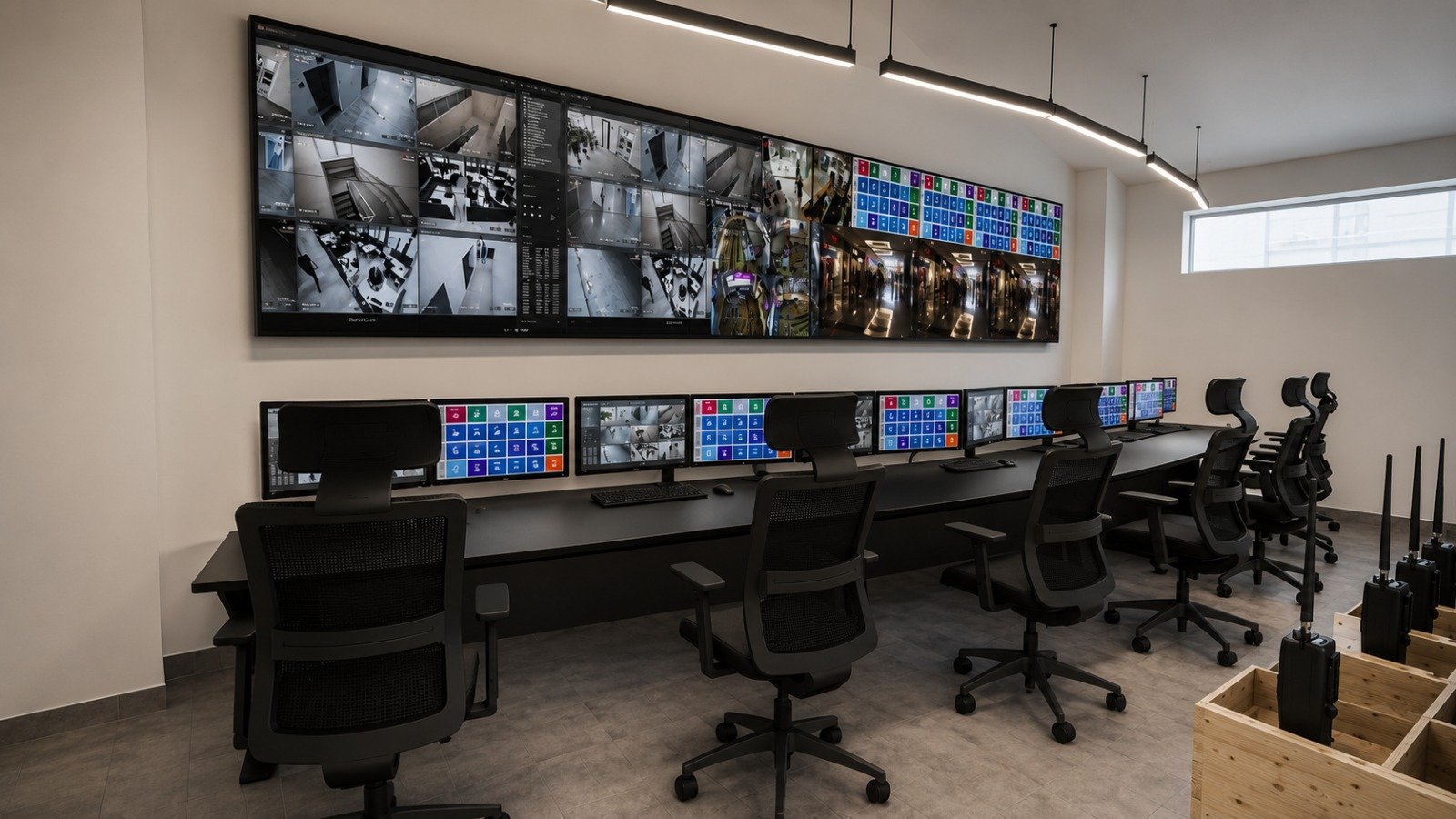 Consolas cóncavas y convexas en sala de control